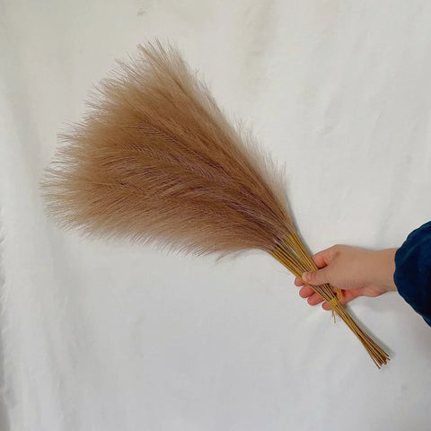 55CM 5PCS Fluffy Pampas Grass Boho Decor Flower Fake Plant Reed Simulated Wedding Party Home Decoration Artificial Flowers