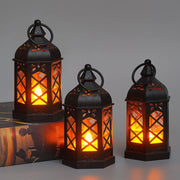 Led Electronic Candle Light Hexagonal Wind Light Portable Handheld Small Lantern Small Night Light Decorative Ornament