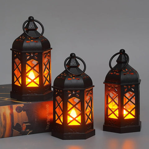 Led Electronic Candle Light Hexagonal Wind Light Portable Handheld Small Lantern Small Night Light Decorative Ornament