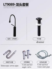 2024 new style Villa Garden outdoor wash basin ceramic wash basin small family column wash table bathroom sink black