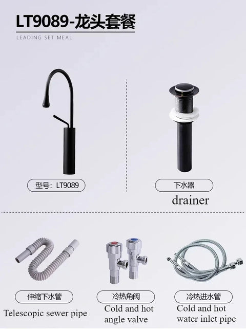 2024 new style Villa Garden outdoor wash basin ceramic wash basin small family column wash table bathroom sink black