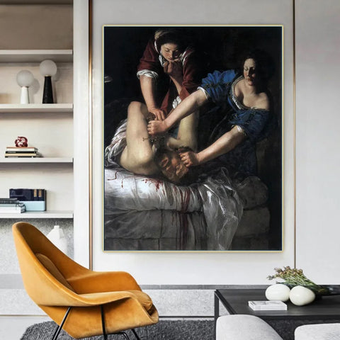 Artemisia Gentileschi " Judith Beheading Holofernes "Canvas Oil Painting Aesthetics Artwork Print Picture Backdrop Hanging Decor