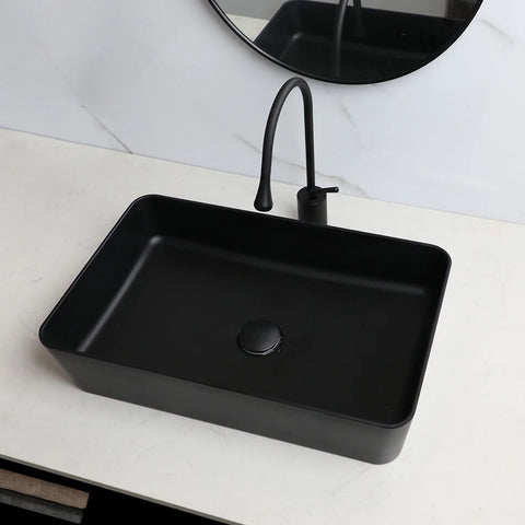 Torayvino Polymer Skin Feel Art Basin Bathroom Vessel Vanity Counter Top Washbasin w/ Mixer Waterfall Faucet & Pop-up Drain Set