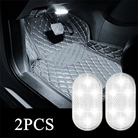 2PCS Wireless Adhesive LED Light Auto Roof Foot Atmosphere Lamp Car Interior LED Lighting Magnetic Touch Light