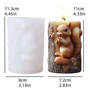 Bear hug jar relief cylindrical candle silicone mold cute squatting Rabbit Squirrel resin mould bee flower cement gypsum molds