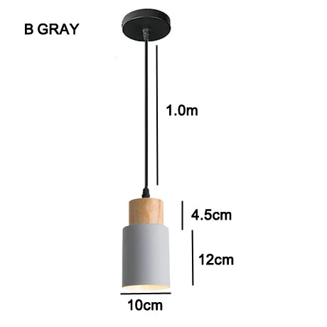 Nordic LED Pendant Lights Metal Wood Chandeliers Hanging Lighting Dining Room Kitchen Bar Bedside Lights Pendant Lamps E27 Bulb