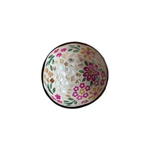 Seashell Inlay Painted Coconut Shell Bowl Handmade Natural Materials Entryway Key Storage Tray Eco-friendly Durable Candy Bowl