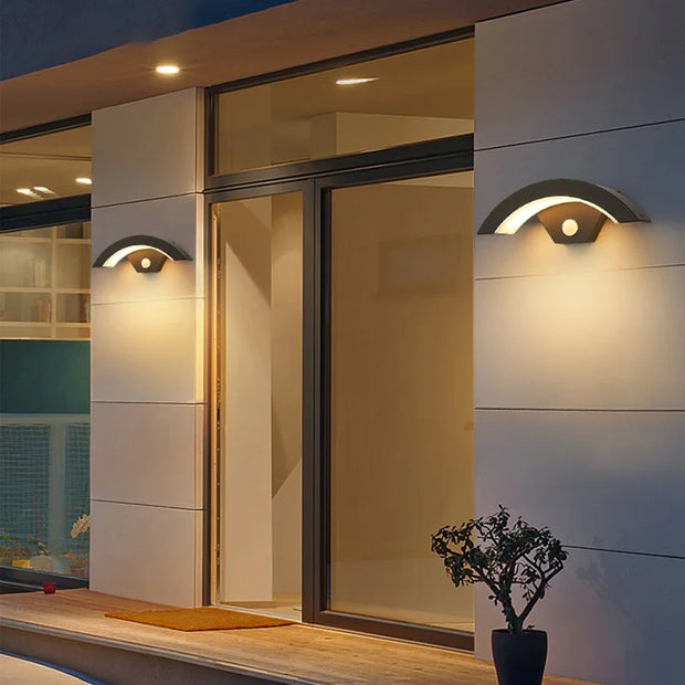 18W 24W 30W Moden waterproof outdoor wall lamp PIR motion sensor wall light Garden porch frontdoor black aluminum lamp body