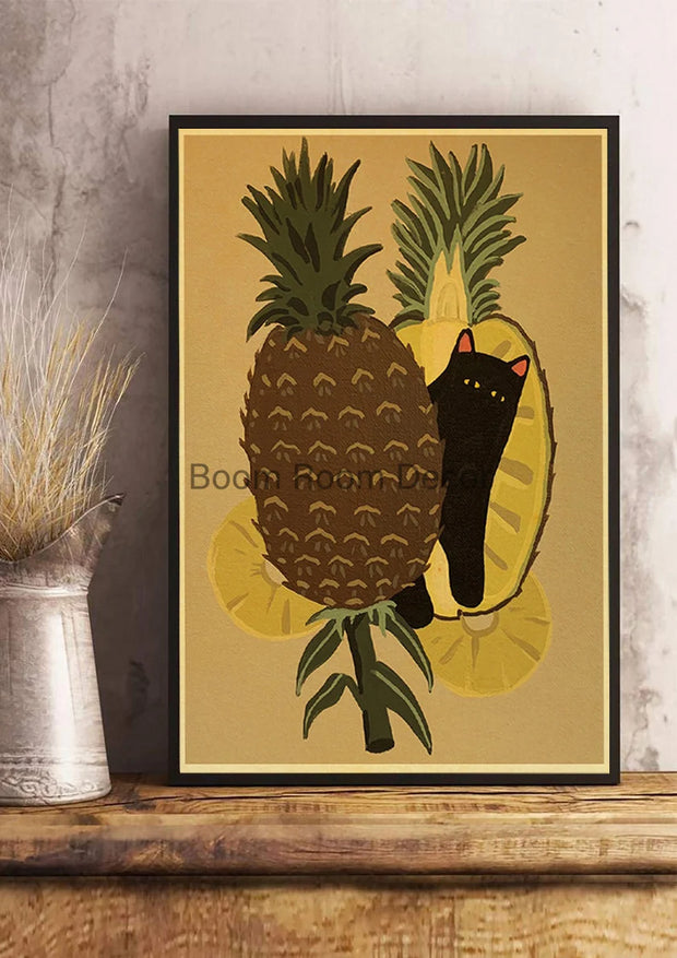 Fun And Cute Lover Cat Paper Poster Graffiti Picture Retro Personality Paper Wall Sticker Retro Bar Cafe Home Room Gift Decor