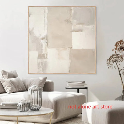 Abstract Beige Blocks Style Modern Minimalist Art Poster Canvas Painting Wall Prints Picture for Living Room Home Decor