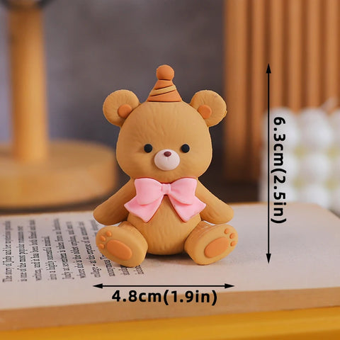 Bear Cake Topper Blowing Candles Bear Beige Brown Balls Gift Boxes for Kids Happy Birthday Cake Toppers Ins Style Cake Deoration
