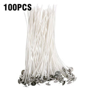Smokeless Candle Wicks, Pre-Waxed Cotton Core Wicks, DIY Handmade Candle Making Tools, Metal Sustainer Tabs, 2.6-20cm, 100Pcs