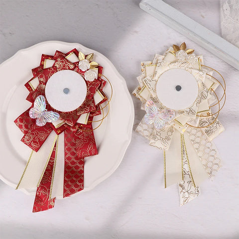 Ribbon Cosplay Bags Rosette Protection Flower Pin Holder Badge Accessories Fill Backpack Badge Base Tray Itabag Decor