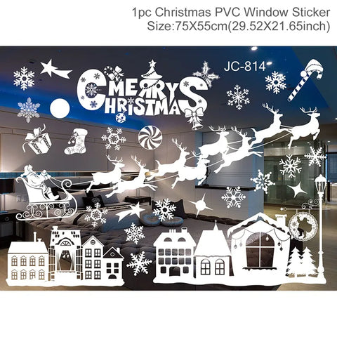 Christmas Window Stickers Merry Christmas Decorations for Home 2024 Christmas Wall Sticker Kids Room New Year Decoration 2025