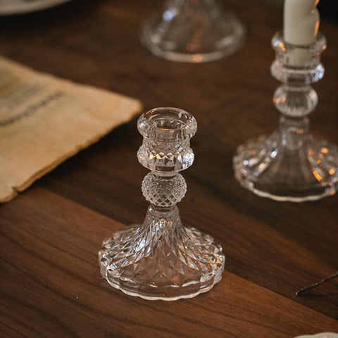 Retro transparent glass pole candle holder DIY home hotel candlelight dinner wedding photography props