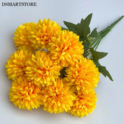 9 Heads Artificial Flowers Ball chrysanthemum Hydrangea Home decor Green Plant Bouquet Bridal Bouquet DIY Wedding Decoration