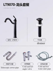 2024 new style Villa Garden outdoor wash basin ceramic wash basin small family column wash table bathroom sink black