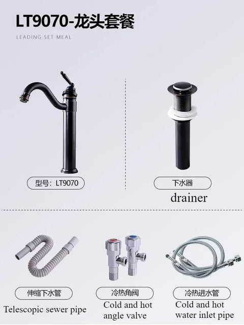 2024 new style Villa Garden outdoor wash basin ceramic wash basin small family column wash table bathroom sink black