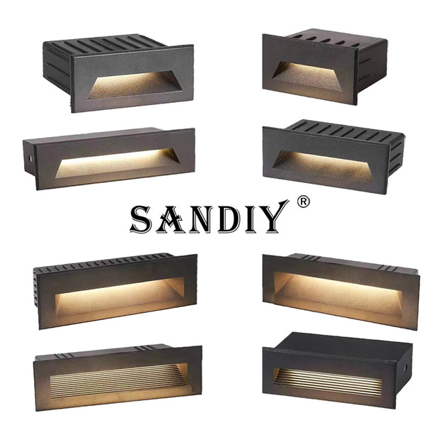 SANDIY Outdoor Stair Light Waterproof Wall Lamp Exterior Step Lighting 12v 220v Balcony Nightlights for Fence Gate Terrace 3w 6w