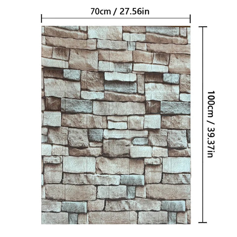 70cmx1m/2m/3m/5m/10m Wallpaper Brick 3D Wall Sticker Foam Self Adhesive DIY Living Room Decor Waterproof Paper