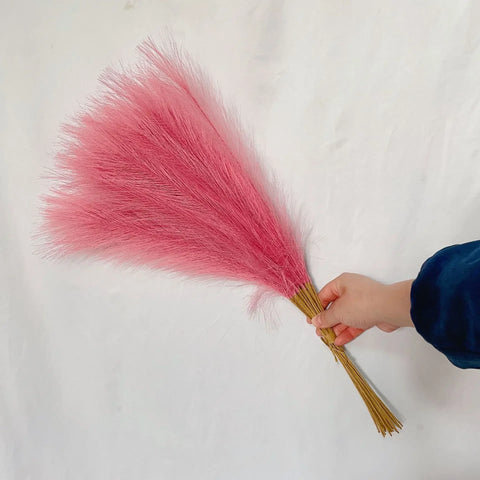 55CM 5PCS Fluffy Pampas Grass Boho Decor Flower Fake Plant Reed Simulated Wedding Party Home Decoration Artificial Flowers
