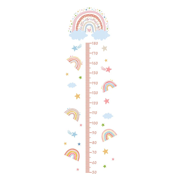 Pink Rainbow Growth Chart For Kids Wall Stickers Measure Height Children Ruler Nursery Room Decor Art Girl