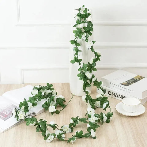 250CM Rose Artificial Flowers Christmas Garland for Home Room Wedding Decoration Spring Arch DIY Fake Plant Vine Autumn Garden