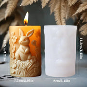 Bear hug jar relief cylindrical candle silicone mold cute squatting Rabbit Squirrel resin mould bee flower cement gypsum molds