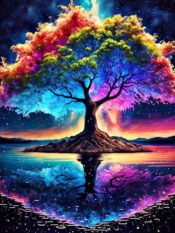 5D Diy Diamond Painting Fantasy Moon Tree Landscape Full Drill Rhinestones Mosaic Embroidery Handmade Products Home Decor Gift