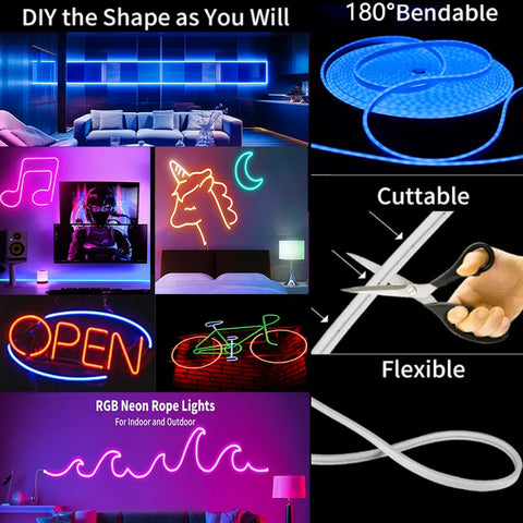 5V USB RGB Neon LED Strip 5M WiFi Waterproof Flexible Neon RGB Strip Work With Tuya App Alexa for TV Home Decor Ambient Lighting
