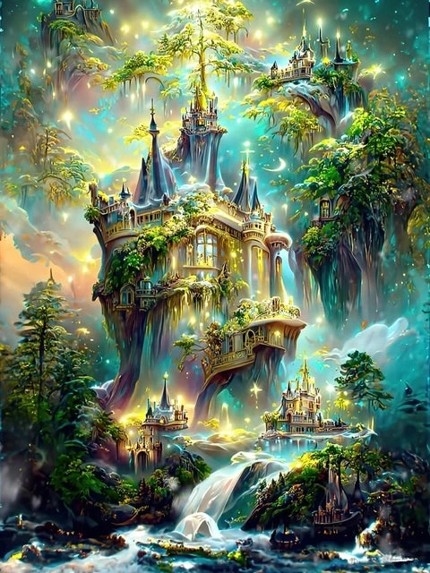 Embroidery Fantasy Castle in the Forest Full 120 Colors AB Fairy Dust Diamond Painting Needleworks Cross stitch Kits Home Decor