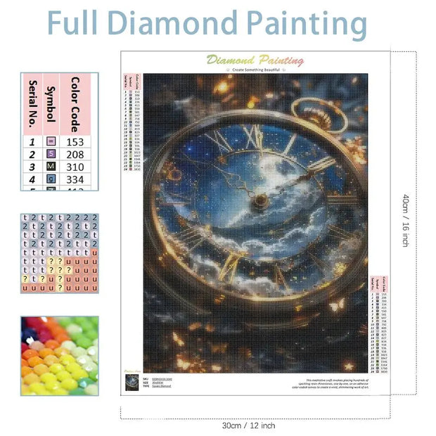 SDOYUNO Diamond Mosaic Landscape Clock Diamond Painting Cross Stitch Full Round Drill Embroidery Bedroom Decoration