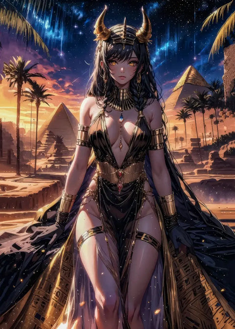 Fashion Cartoon Anime Girl Egyptian Style Sexy Goddess Posters Prints Canvas Painting Wall Art Picture Living Room Home Decor
