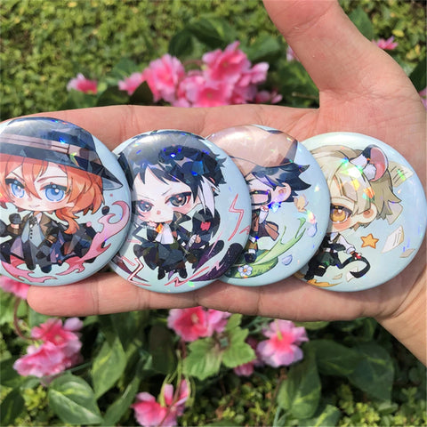 Anime Bungo Stray Dogs Nakajima Atsushi dazai osamu Kunikida Doppo Edogawa Rampo Cosplay Badge Pin SPTE Tinplate Brooch Prop