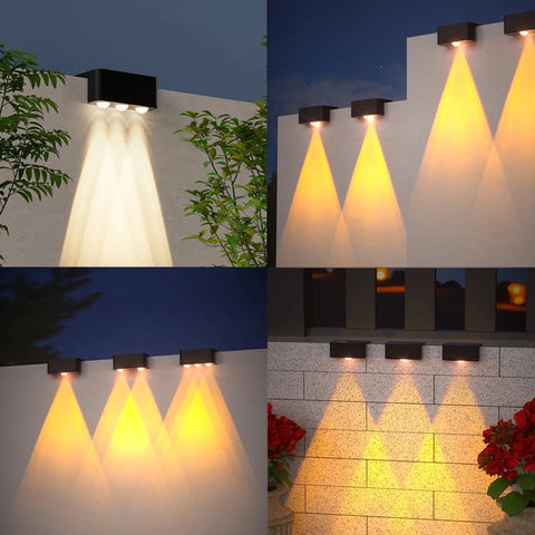1-16 Pcs LED Solar Wall Lamps IP65 Waterproof Stair Light Outdoor Lighting Fence Porch Decorative Lamp Step Fence Yard Garden