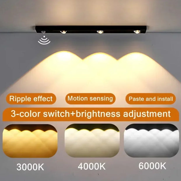 LED 3 Color Dimmable Motion Sensor Night Light For Kitchen Wardrobe Cabinet Lighting 30CM/40CM/50CM/60CM USB Rechargeable Lamp