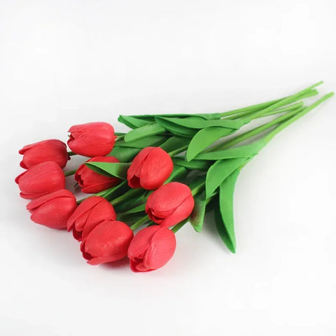 10pcs Tulip Artificial Bouquet Artificial Flower Wedding Bridal Bouquet Outdoor Home Garden Bouquet Party Vase Decorative Plant