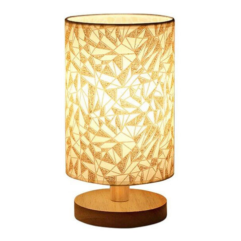 Solid Wood Night Lamp New Linen Table Lamp LED Desk Lamp Eye Protection Nightstand Lamp USB Powered Beside Lamp Bedroom Decor