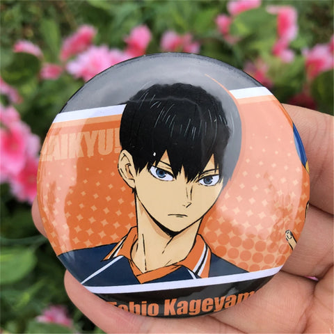 Anime Haikyuu!! Karasuno Shoyo Hinata Tobio Kageyama Daichi Sawamura Daichi Sawamura Cosplay Badge Pin SPTE Tinplate Brooch Prop
