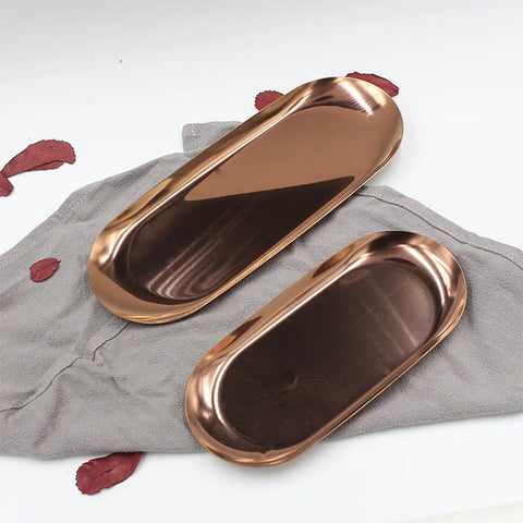 Modern Simple Metal Stainless Steel Storage Tray Jewelry Display Tray Shooting Props Trinkets Display Box Multi-functional