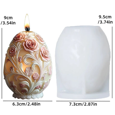 New 3D Tulip flower relief egg candle silicone mold rattan rose peony flowers candle mould Easter relief eggs resin gypsum molds