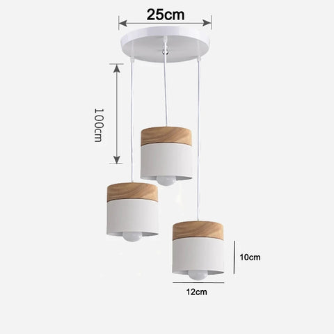 Nordic LED Pendant Lights Metal Wood Chandeliers Hanging Lighting Dining Room Kitchen Bar Bedside Lights Pendant Lamps E27 Bulb