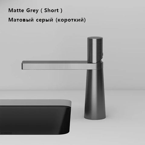 Modern Basin Faucet Brushed Gold Brass Bathroom Mixer Faucet Grey Washbasin Faucet Single Handle Single Hole Wash Sink Water Tap