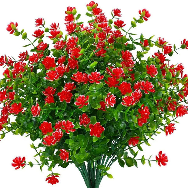Artificial Flowers UV Resistant Outdoor Fake Flowers Plastic Hanging Shrubs Plants for Garden Porch Window Box Home Decoration
