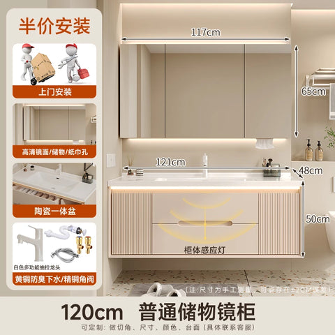 Cream wind bathroom cabinet ceramic integrated basin toilet wash basin washbasin cabinet combination washbasin basin bathroom ca