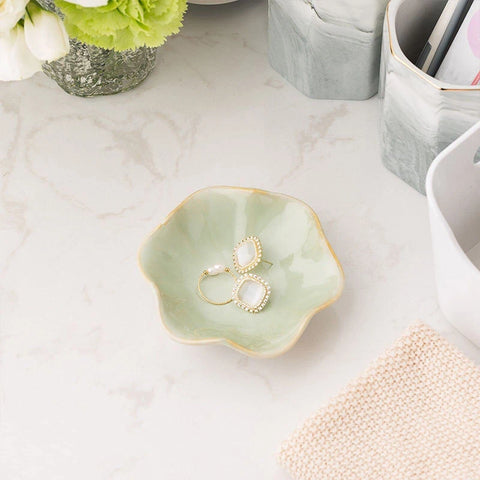 Lotus Jewelry Tray Ceramic Ring Dish Small Key Bowl Cute Ring Holder Trinket Dish  Great Jewelry Organizing For Woman
