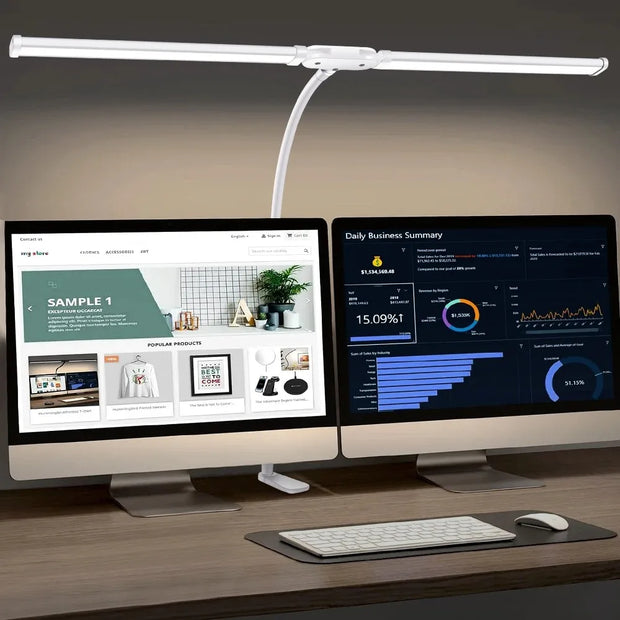 Double Head LED Clip Desk Lamp Architect Table Lamp for Home Office Lighting 3 Color Mode and 10 Dimmable Eye Protect Desk Lamps