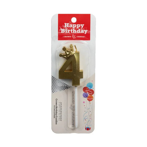 Digital Number Candle for Kids, Gold Crown, Birthday Cake Candle, Wedding Party Decor, 0-9 Number Candles