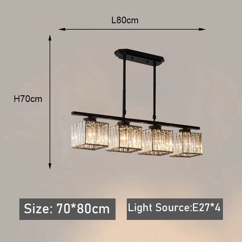 Nordic Modern Luxury Crystal Chandelier Three-Head Restaurant Light for Bar Living Room Hanging Light Fixture
