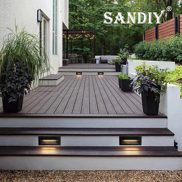 SANDIY Outdoor Stair Light Waterproof Wall Lamp Exterior Step Lighting 12v 220v Balcony Nightlights for Fence Gate Terrace 3w 6w